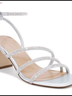 CosyFever Women's Rhinestone Block Heels Ankle Strap Dress Heels